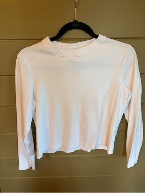 Nu-In 100% Cotton White Long-Sleeve Cropped Tee